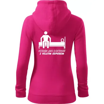 Dámská mikina Vstávám jako elektrikář s velkým odporem - Dámská mikina trendy zipper s kapucí - S ( Purpurová )