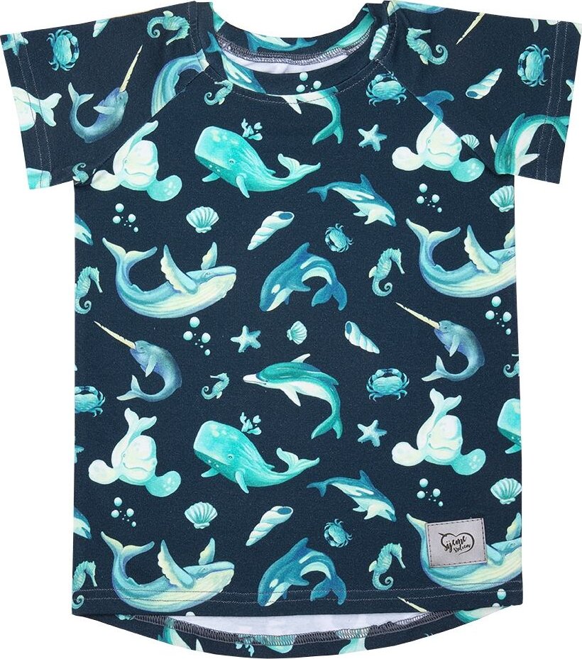 Dětské tričko s krátkým rukávem Šijeme srdcem Mořský svět petrolejové velikost 86-92