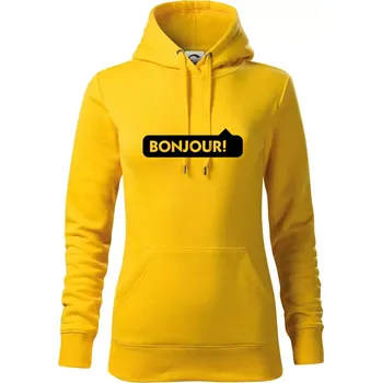 Dámská mikina Nápis Bonjour - Mikina dámská Cape s kapucí - XL ( Žlutá )