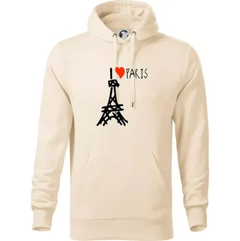 Pánská mikina I love Paris - Mikina pánská Cape s kapucí - 5XL ( Mandlová )