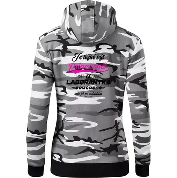 Dámská mikina Je těžké být princezna - laborantka - Dámská mikina trendy zipper s kapucí - 2XL ( Šedý maskáč )