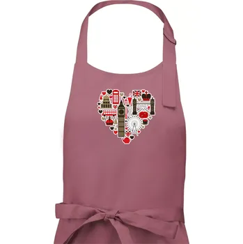 Kuchyňská zástěra Britské srdce - objekty - Dámská zástěra na vaření - Univerzální velikost ( Starorůžová )