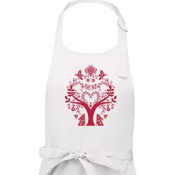 Kuchyňská zástěra Folklor - strom - Dámská zástěra na vaření - Univerzální velikost ( Bílá )