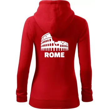 Dámská mikina Italy Koloseum Rome - Dámská mikina trendy zipper s kapucí - L ( Červená )