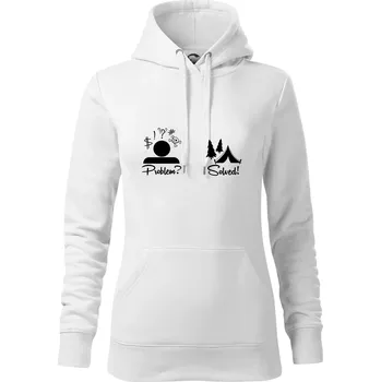 Dámská mikina Problem? Solved! - Kempování - Mikina dámská Cape s kapucí - XL ( Bílá )