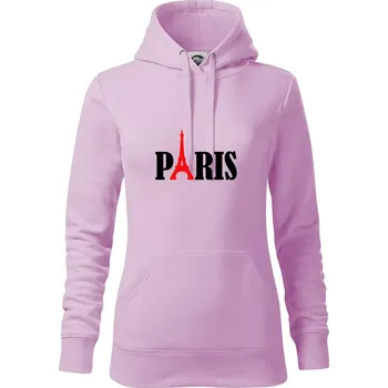 Dámská mikina Paris nápis Eiffelova věž - Mikina dámská Cape s kapucí - XS ( Orchid )