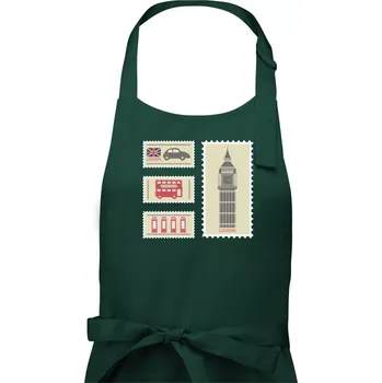Kuchyňská zástěra Britská známka - Dámská zástěra na vaření - Univerzální velikost ( Lahvově zelená )