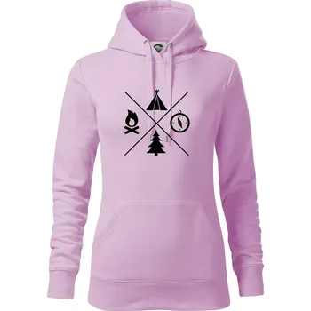 Dámská mikina Kempování čtyřka - Mikina dámská Cape s kapucí - XS ( Orchid )