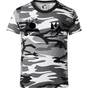 Chlapecké tričko Problem? Solved! - Kempování - Dětské maskáčové triko - 146 cm/10 let ( Šedý maskáč )