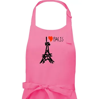 Kuchyňská zástěra I love Paris - Pánská zástěra na vaření - Univerzální velikost ( Růžová )