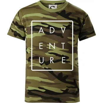 Chlapecké tričko Adventure obdelník - Dětské maskáčové triko - 122 cm/6 let ( Zelený maskáč )