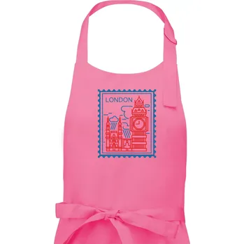 Kuchyňská zástěra Londýn známka jednoduchá - Dámská zástěra na vaření - Univerzální velikost ( Růžová )