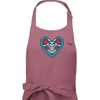 Kuchyňská zástěra Folklor - srdce modré plné - Pánská zástěra na vaření - Univerzální velikost ( Starorůžová )