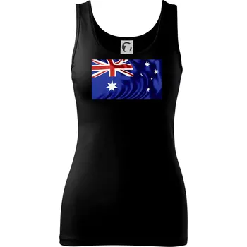Dámské tričko Austrálie vlajka vlající obdélník - Dámské tílko - S ( Černá )