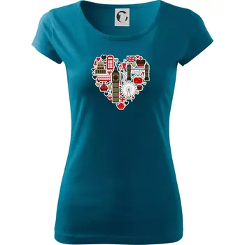 Britské srdce - objekty - Dámské triko Pure - S ( Petrolejová )