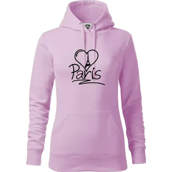 Dámská mikina Srdce Paris - Mikina dámská Cape s kapucí - S ( Orchid )