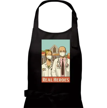 Kuchyňská zástěra Covid - real heroes - Dámská zástěra na vaření - Univerzální velikost ( Černá )