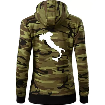 Dámská mikina Itálie obrys - Dámská mikina trendy zipper s kapucí - XL ( Zelený maskáč )