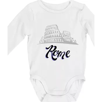 Roma Lettering - Body kojenecké s dlouhým rukávem - Dlouhý r. 3-6 měs ( Bílá )