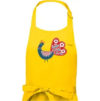 Kuchyňská zástěra Folklor - páv modrý - Dámská zástěra na vaření - Univerzální velikost ( Žlutá )