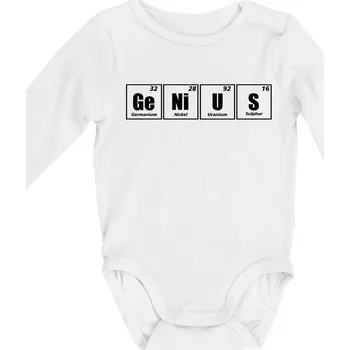 Kojenecké oblečení Genius - periodická tabulka - Body kojenecké s dlouhým rukávem - Dlouhý r. do 3 měs ( Bílá )