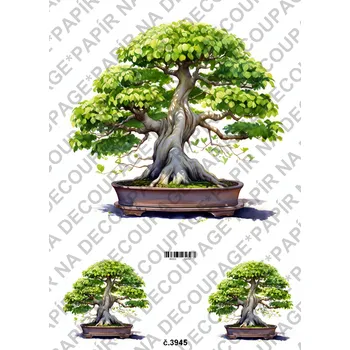 Umělecký papír Rýžový a soft papír na decoupage - Bonsaj - KB03945 Materiál: Soft, Rozměr: A4