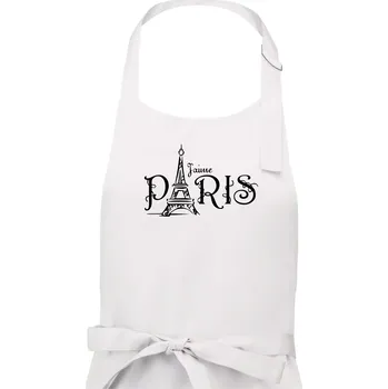 Kuchyňská zástěra Paris nápis Eiffelovka rovný - Dámská zástěra na vaření - Univerzální velikost ( Bílá )