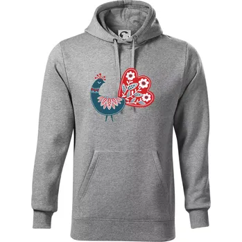 Pánská mikina Folklor - páv modrý - Mikina pánská Cape s kapucí - 5XL ( Tmavě šedý melír )