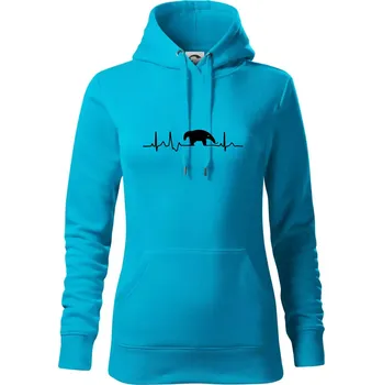 Dámská mikina Mravenečník EKG - Mikina dámská Cape s kapucí - M ( Světlý tyrkys )