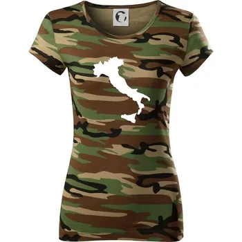 Dámské tričko Itálie obrys - Dámské maskáčové triko - XS ( Hnědý maskáč )