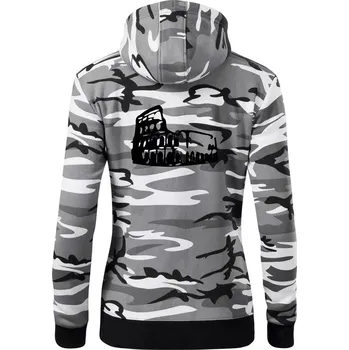 Dámská mikina Itálie Koloseum - Dámská mikina trendy zipper s kapucí - S ( Šedý maskáč )