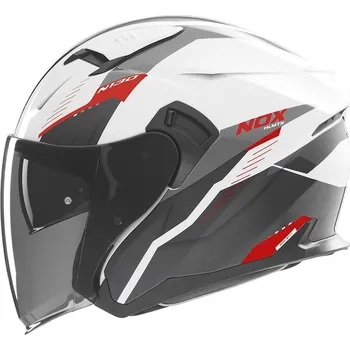 Helma na motorku Přilba n130 myst, nox (bílá,černá,červená, vel. m)