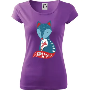 Dámské tričko Folklor - liška samostatná - Dámské triko Pure - 3XL ( Fialová )