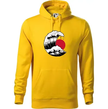 Pánská mikina Japan culture - vlna - Mikina pánská Cape s kapucí - XL ( Žlutá )