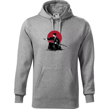 Pánská mikina Japan culture - samurai - Mikina pánská Cape s kapucí - 5XL ( Tmavě šedý melír )