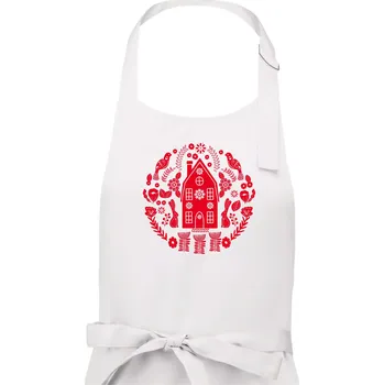Kuchyňská zástěra Domov se zajíci folklór - Dámská zástěra na vaření - Univerzální velikost ( Bílá )