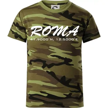 Roma GPS - Dětské maskáčové triko - 146 cm/10 let ( Zelený maskáč )