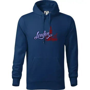 Pánská mikina London Lettering - Mikina pánská Cape s kapucí - 5XL ( Půlnoční modrá )