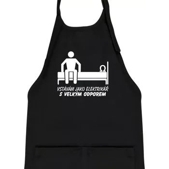Kuchyňská zástěra Vstávám jako elektrikář s velkým odporem - Dětská zástěra na vaření - Univerzální velikost ( Černá )