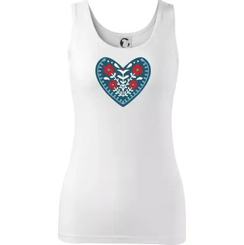 Dámské tričko Folklor - srdce modré plné - Dámské tílko - XS ( Bílá )