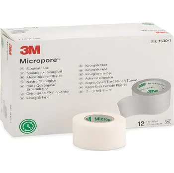 Náplast 3M Micropore Papírová chirurgická páska 2,5 cm x 9,1 m 12 ks bílá