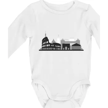 Řím silueta památky - Body kojenecké s dlouhým rukávem - Dlouhý r. 3-6 měs ( Bílá )