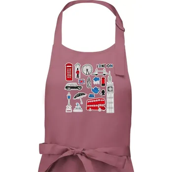 Kuchyňská zástěra Velká Británie - kreslené ikonky - Pánská zástěra na vaření - Univerzální velikost ( Starorůžová )