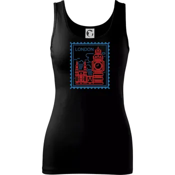 Dámské tričko Londýn známka jednoduchá - Dámské tílko - L ( Černá )