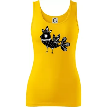 Dámské tričko Ptáček černobílý folklór - Dámské tílko - L ( Žlutá )