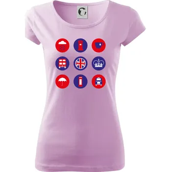 Dámské tričko Anglie symboly v kruzích - Dámské triko Pure - XS ( Orchid )