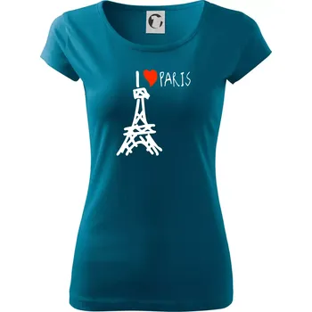 Dámské oblečení I love Paris - Dámské triko Pure - 3XL ( Petrolejová )