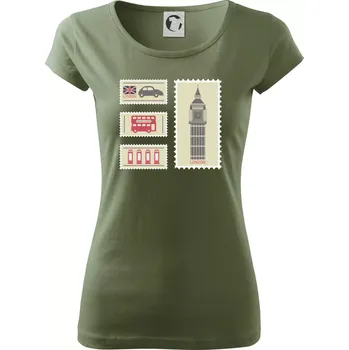 Dámské tričko Britská známka - Dámské triko Pure - XL ( Khaki )