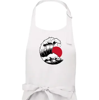 Kuchyňská zástěra Japan culture - vlna - Dámská zástěra na vaření - Univerzální velikost ( Bílá )