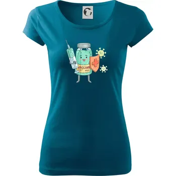 Dámské tričko Cartoon vaccine - Dámské triko Pure - 2XL ( Petrolejová )